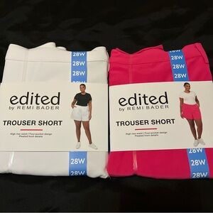 NWT 2 pairs. High Waist Trouser Shorts  by Remi Bader White and Pink